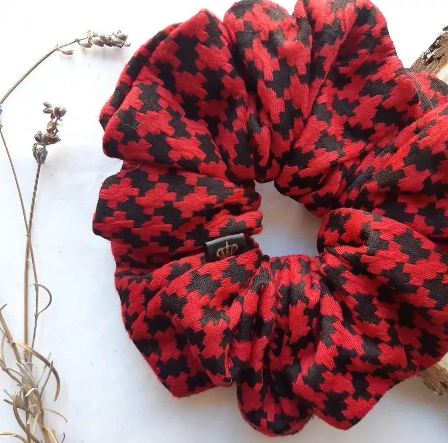 Red Leopard Sweater Scrunchie / Red Leopard Print Scrunchie / Red